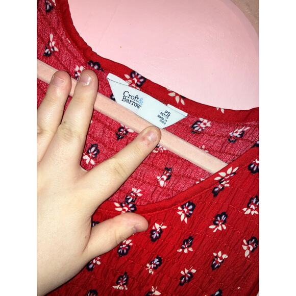 NWT Croft & Barrow red floral midi length dress size small petite - Picture 2 of 8